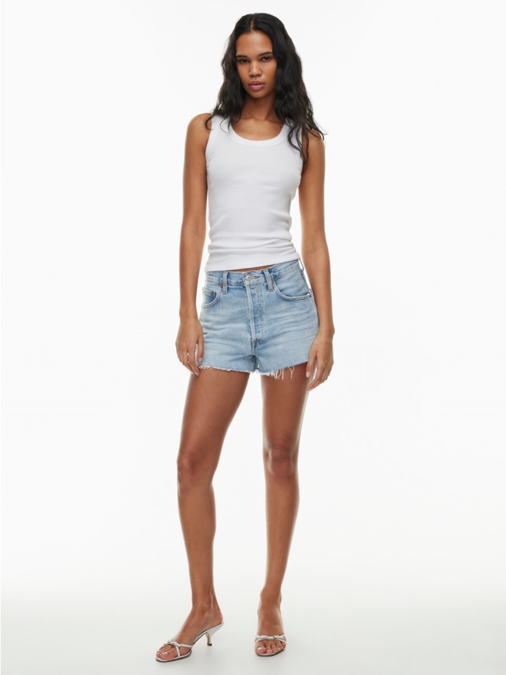 NEW with tags AGOLDE Light Blue High-Rise Button-Fly Denim Cutoff Shorts